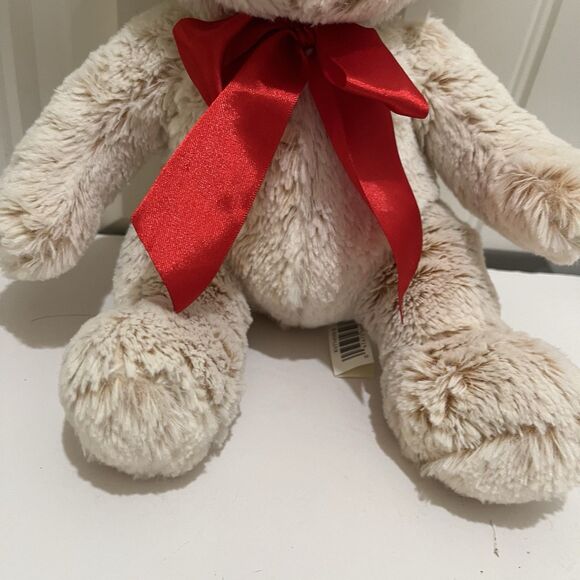 Dan Dee Tan Cream Teddy Bear Red Satin Bow Plush 12" Stuffed Animal 2019 - Picture 3 of 9